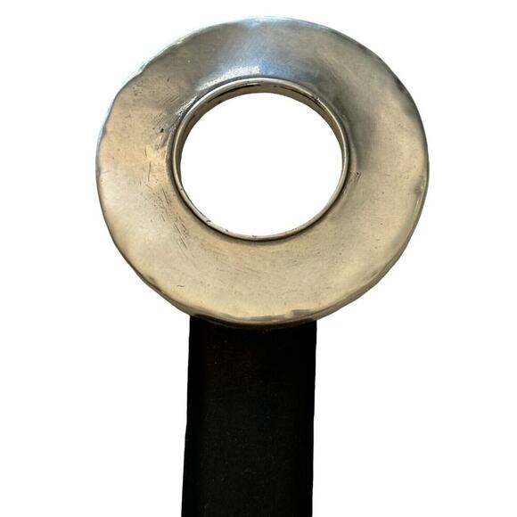 CHICO'S Women's Black Leather Large Circle Buckle Belt Size S/M With Hook - Picture 5 of 8